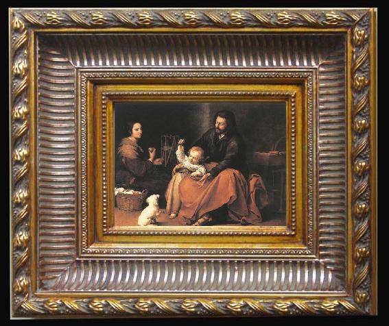 framed  MURILLO, Bartolome Esteban The Holy Family with a Bird, Ta024-3